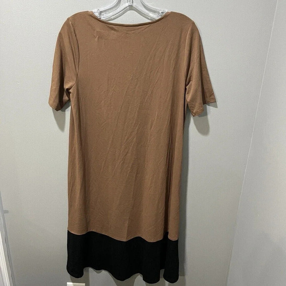 J Jill Wearever Colorblock Midi Dress Small Lycra Stretch Brown Black Lagenlook - Picture 7 of 7
